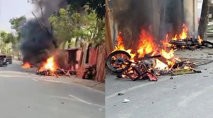 বালু উত্তোলন নিয়ে ময়মনসিংহে তুমুল সংঘর্ষ, ১১ মোটরসাইকেলে আগুন